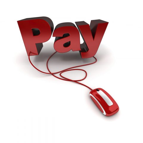 Word pay in red connected to a computer mouse